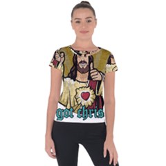 Buddy Christ Short Sleeve Sports Top  by Valentinaart