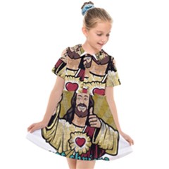 Buddy Christ Kids  Short Sleeve Shirt Dress by Valentinaart