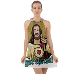 Buddy Christ Halter Tie Back Chiffon Dress by Valentinaart