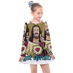 Buddy Christ Kids  Long Sleeve Dress by Valentinaart