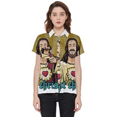 Buddy Christ Short Sleeve Pocket Shirt by Valentinaart