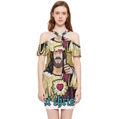 Buddy Christ Shoulder Frill Bodycon Summer Dress by Valentinaart