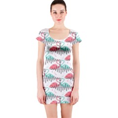 Music Flamingo Short Sleeve Bodycon Dress by Sparkle