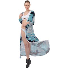 Digital Waves Maxi Chiffon Beach Wrap by Sparkle