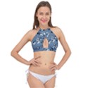 Abstract fashion style  Cross Front Halter Bikini Top View1