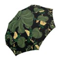 Tropical vintage yellow hibiscus floral green leaves seamless pattern black background. Folding Umbrellas View2