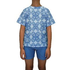 Blue Pattern Kids  Short Sleeve Swimwear by Dazzleway