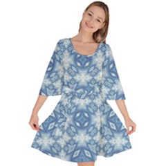 Blue Pattern Velour Kimono Dress by Dazzleway