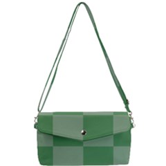 Green Gingham Check Squares Pattern Removable Strap Clutch Bag by yoursparklingshop