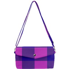 Blue And Pink Buffalo Plaid Check Squares Pattern Removable Strap Clutch Bag by yoursparklingshop