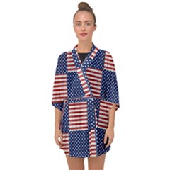 Red White Blue Stars And Stripes Half Sleeve Chiffon Kimono by yoursparklingshop