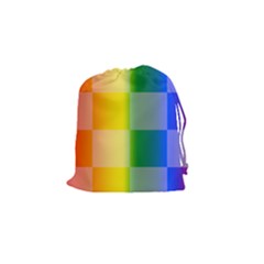 Lgbt Rainbow Buffalo Check Lgbtq Pride Squares Pattern Drawstring Pouch (small) by yoursparklingshop