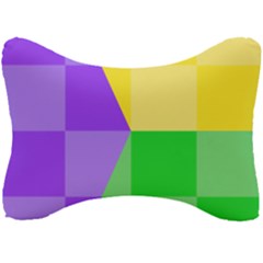 Purple Yellow Green Check Squares Pattern Mardi Gras Seat Head Rest Cushion by yoursparklingshop