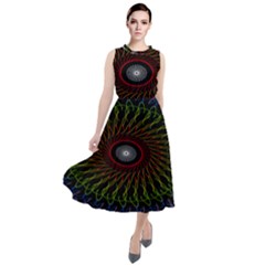 Digital Handdraw Floral Round Neck Boho Dress by Sparkle