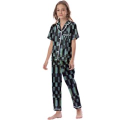 Dark Geometric Pattern Design Kids  Satin Short Sleeve Pajamas Set by dflcprintsclothing