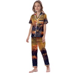 Tiger King In A Fantastic Landscape From Fonebook Kids  Satin Short Sleeve Pajamas Set by 2853937