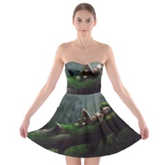 Wooden Child Resting On A Tree From Fonebook Strapless Bra Top Dress by 2853937