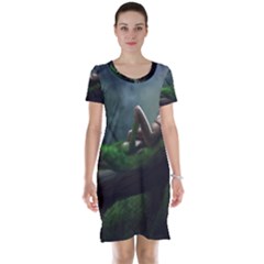 Wooden Child Resting On A Tree From Fonebook Short Sleeve Nightdress by 2853937