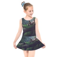 Wooden Child Resting On A Tree From Fonebook Kids  Skater Dress Swimsuit by 2853937