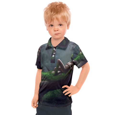 Wooden Child Resting On A Tree From Fonebook Kids  Polo Tee by 2853937