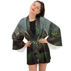 Wooden Child Resting On A Tree From Fonebook Long Sleeve Kimono by 2853937