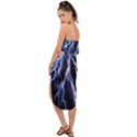 Blue Lightning at night, modern graphic art  Waist Tie Cover Up Chiffon Dress View2