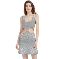 Modern Ornate Geometric Silver Pattern Velvet Cutout Dress by dflcprintsclothing