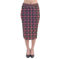 Grill Blocks Velvet Midi Pencil Skirt by Sparkle