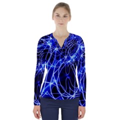 Lines Flash Light Mystical Fantasy V-neck Long Sleeve Top by Dutashop