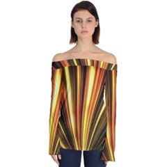 Energy Flash Futuristic Glitter Off Shoulder Long Sleeve Top by Dutashop