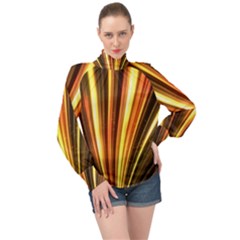 Energy Flash Futuristic Glitter High Neck Long Sleeve Chiffon Top by Dutashop