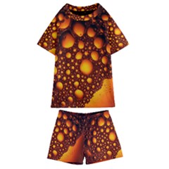 Bubbles Abstract Art Gold Golden Kids  Swim Tee And Shorts Set by Dutashop