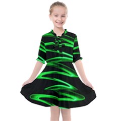 Green Light Painting Zig-zag Kids  All Frills Chiffon Dress by Dutashop