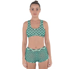 Pattern Texture Geometric Pattern Green Racerback Boyleg Bikini Set by Dutashop