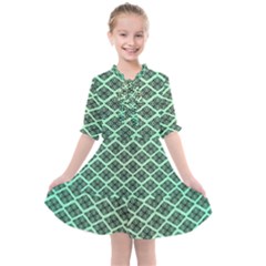 Pattern Texture Geometric Pattern Green Kids  All Frills Chiffon Dress by Dutashop