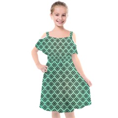 Pattern Texture Geometric Pattern Green Kids  Cut Out Shoulders Chiffon Dress by Dutashop