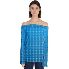 Background Texture Pattern Blue Off Shoulder Long Sleeve Top by Dutashop