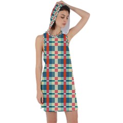 Texture Plaid Racer Back Hoodie Dress by Dutashop