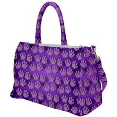 Pattern Texture Feet Dog Purple Duffel Travel Bag by Dutashop