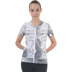 Dance Music Treble Clef Sound Girl Short Sleeve Zip Up Jacket by Dutashop