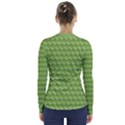 Green Pattern Ornate Background V-Neck Long Sleeve Top View2