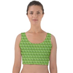 Green Pattern Ornate Background Velvet Crop Top by Dutashop