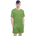 Green Pattern Ornate Background Men s Mesh Tee and Shorts Set View1