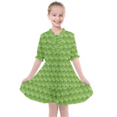 Green Pattern Ornate Background Kids  All Frills Chiffon Dress by Dutashop