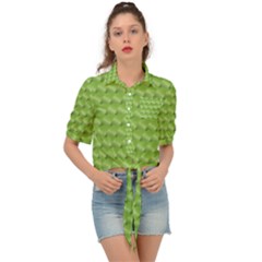 Green Pattern Ornate Background Tie Front Shirt  by Dutashop