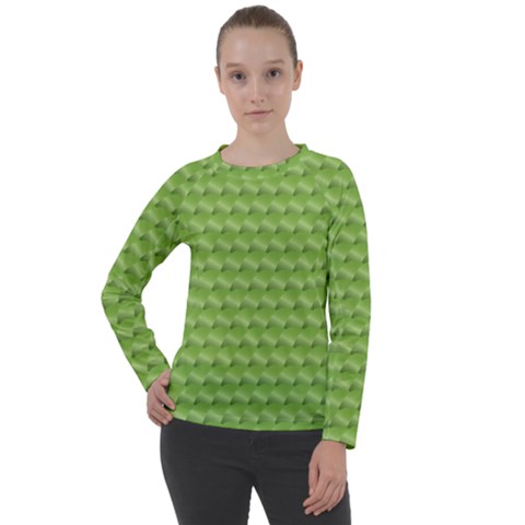 Green Pattern Ornate Background Women s Long Sleeve Raglan Tee by Dutashop