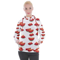 Summer Watermelon Pattern Women s Hooded Pullover by Dutashop