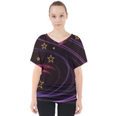 Background Abstract Star V-neck Dolman Drape Top by Dutashop