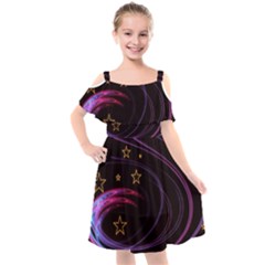 Background Abstract Star Kids  Cut Out Shoulders Chiffon Dress by Dutashop