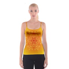 Fractal Yellow Orange Spaghetti Strap Top by Dutashop